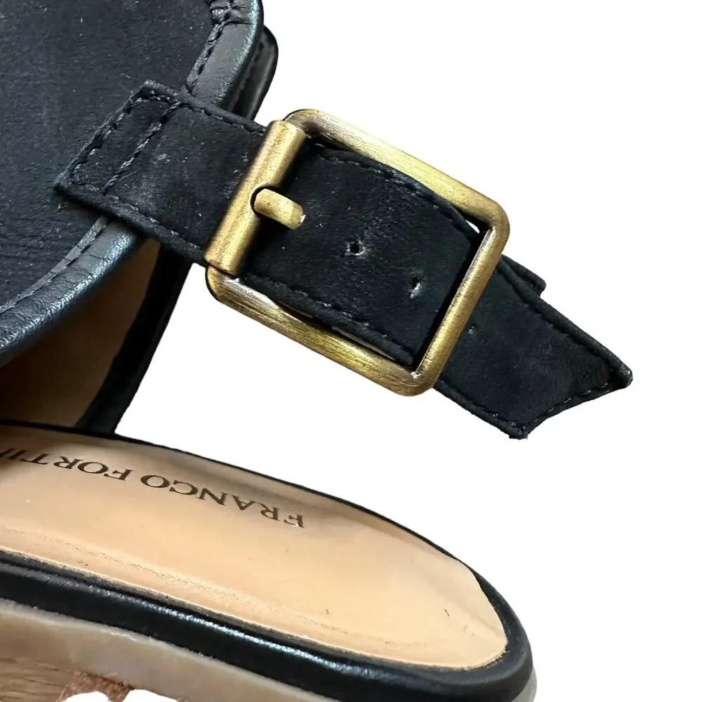 Franco Fortini | Size 9.5 Aniston Leather Peep Toe Block Heel Buckle Strap - Picture 8 of 11